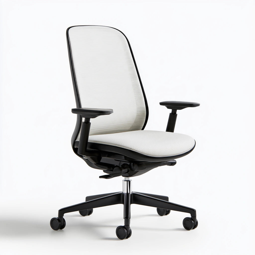 Table de travail réglable aux lignes épurées, coloris blanc