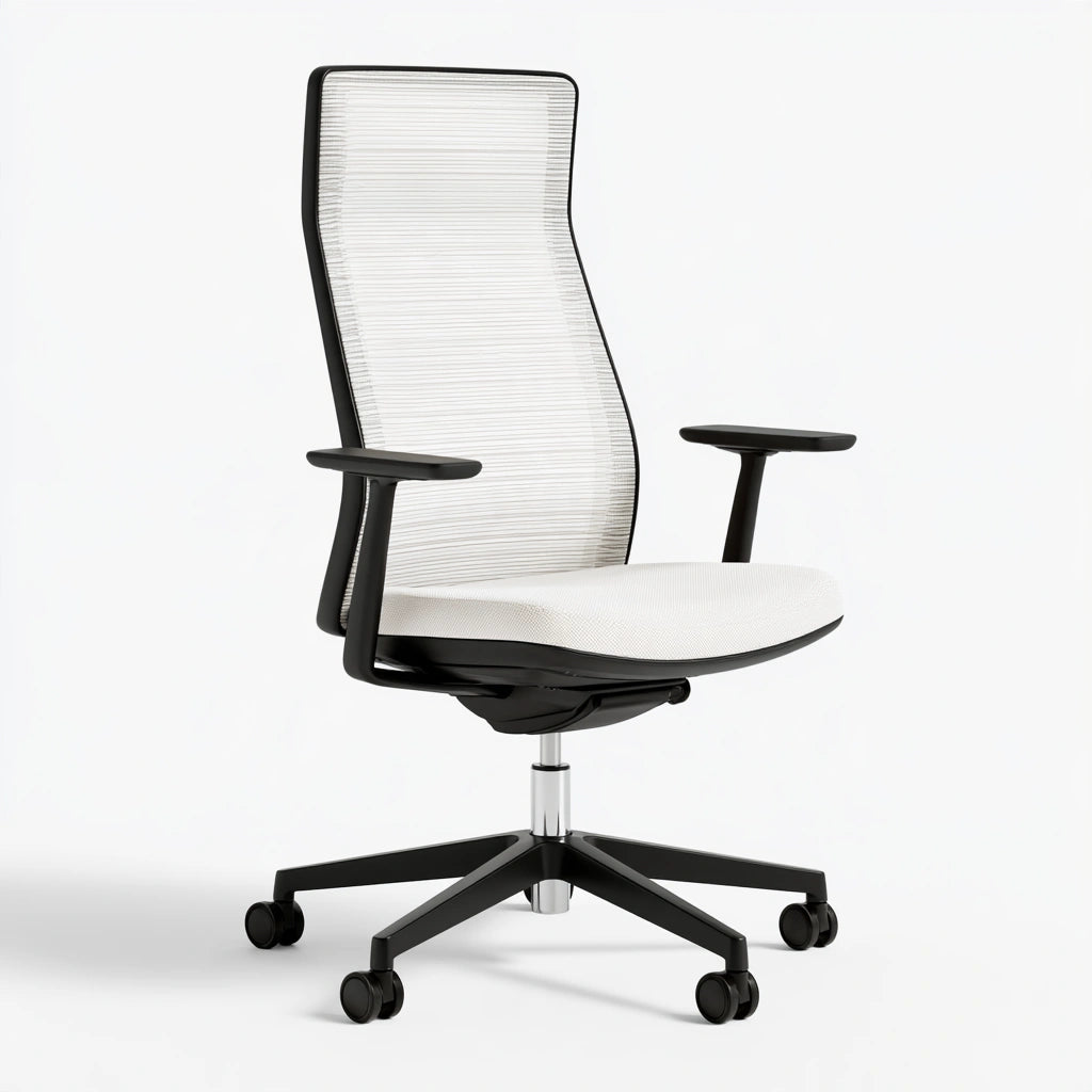 Table de travail réglable aux lignes épurées, coloris blanc