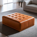 Pouf rectangulaire capitonné aux lignes épurées, coloris orange