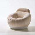 Pouf fauteuil avec poignée aux lignes épurées, coloris blanc