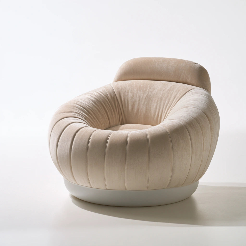 Pouf fauteuil avec poignée aux lignes épurées, coloris blanc