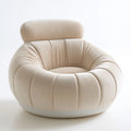 Pouf fauteuil avec poignée aux lignes épurées, coloris blanc