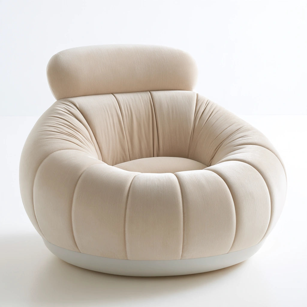 Pouf fauteuil avec poignée aux lignes épurées, coloris blanc